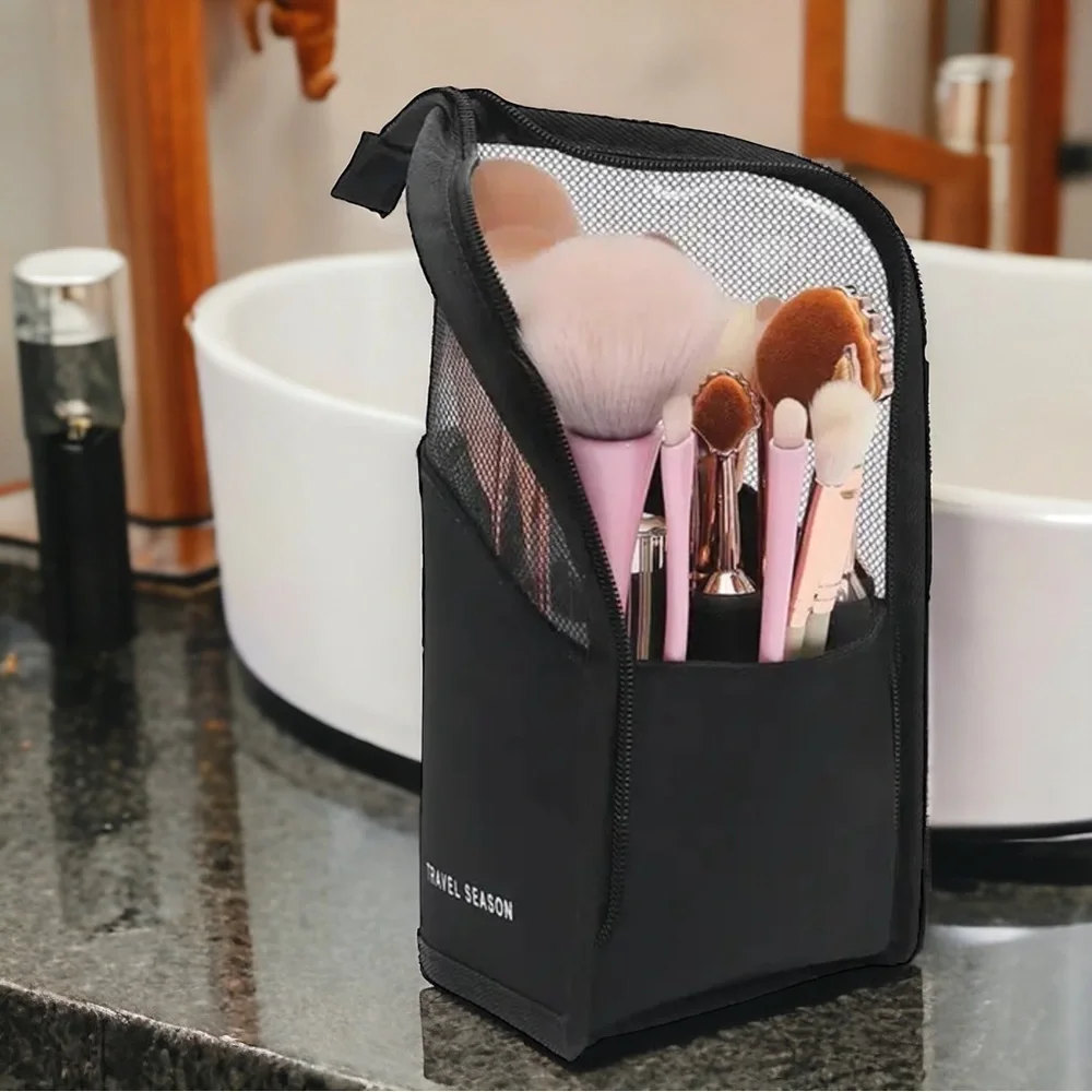 High Capacity Stand-Up Makeup Brush Organizer Bag - Cosmetic Case (NEW)